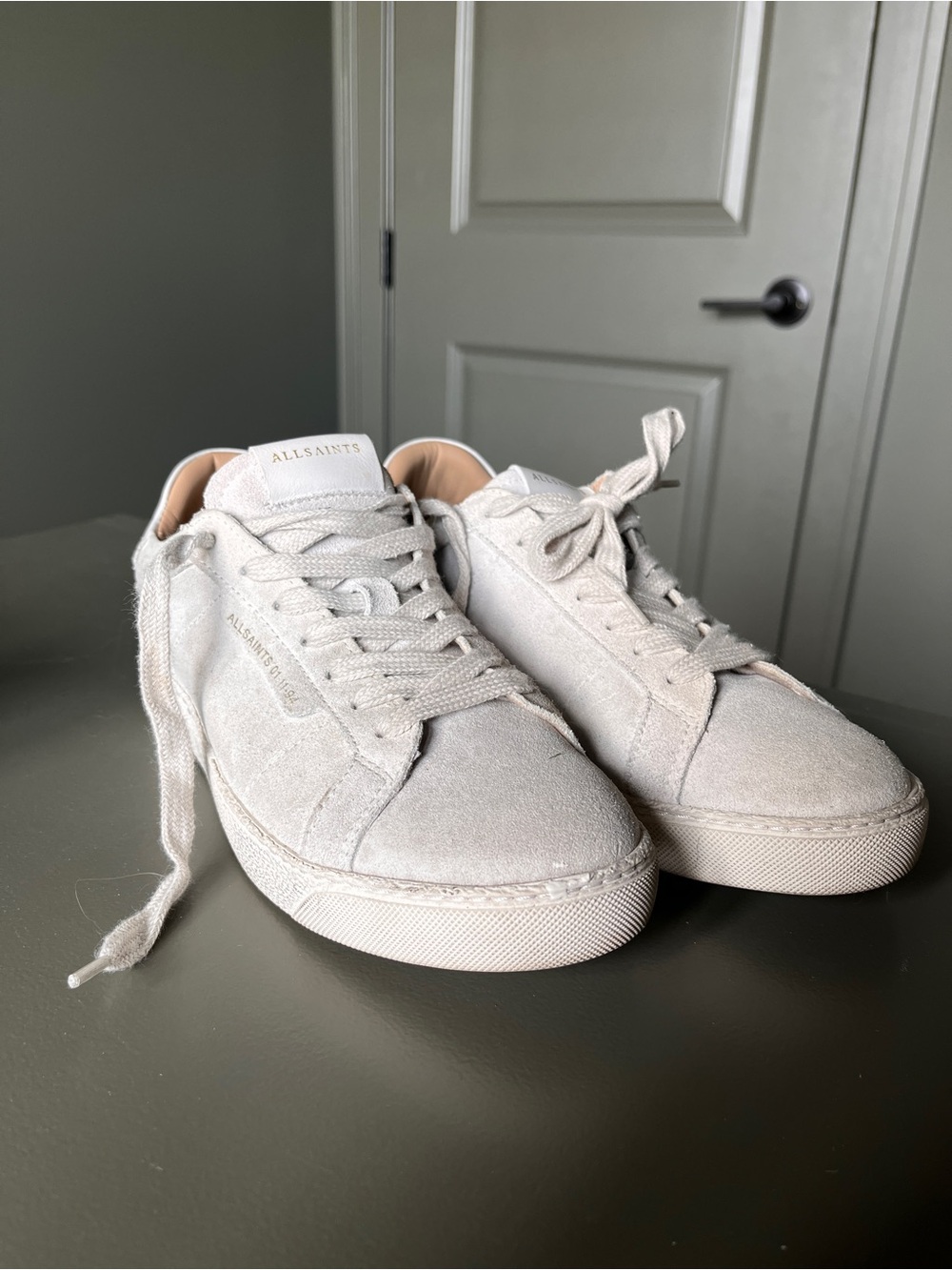 AllSaints Off-White Suede Women's Sneakers
